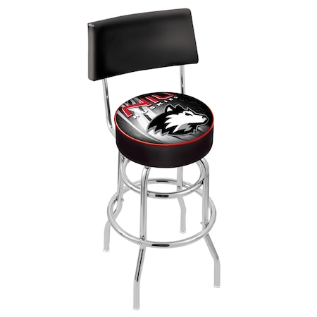 Holland Bar Stool Co 25" Chrome 2-Ring Northern Illinois Swivel Bar Stool, Back L7C425NorIll-D2